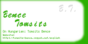 bence tomsits business card